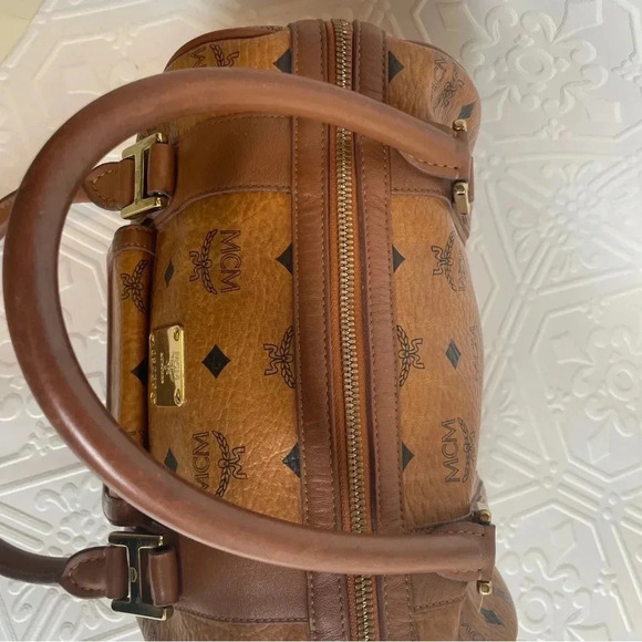 MCM‎ Cognac Brown Boston Bag Purse - Picture 6 of 15
